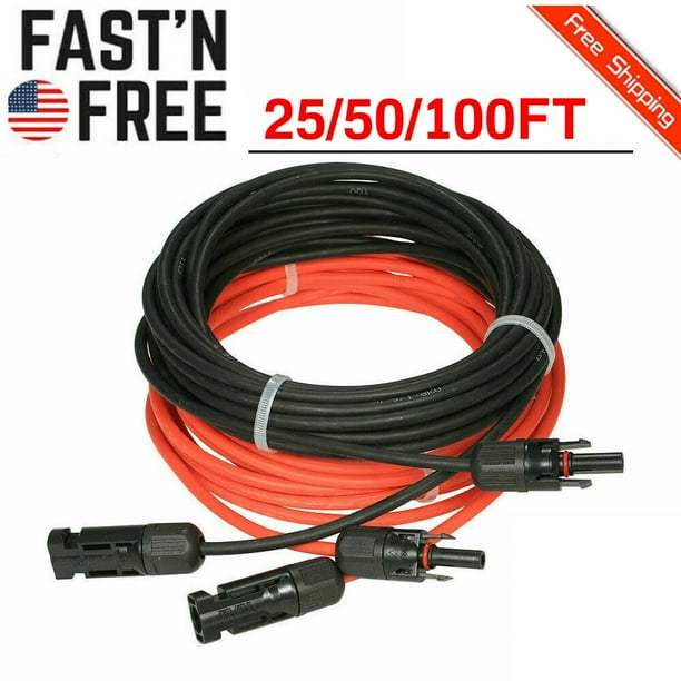 100' FT Solar Panel Double Layer Cable 10 AWG Male Female MC4 Connector UL 4703 100' FT Solar Panel Double Layer Cable 10 AWG Male Female MC4 Connector UL 4703
